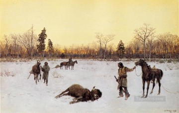  occidental Pintura - Un tiro de suerte nativos americanos de las Indias Occidentales Henry Farny